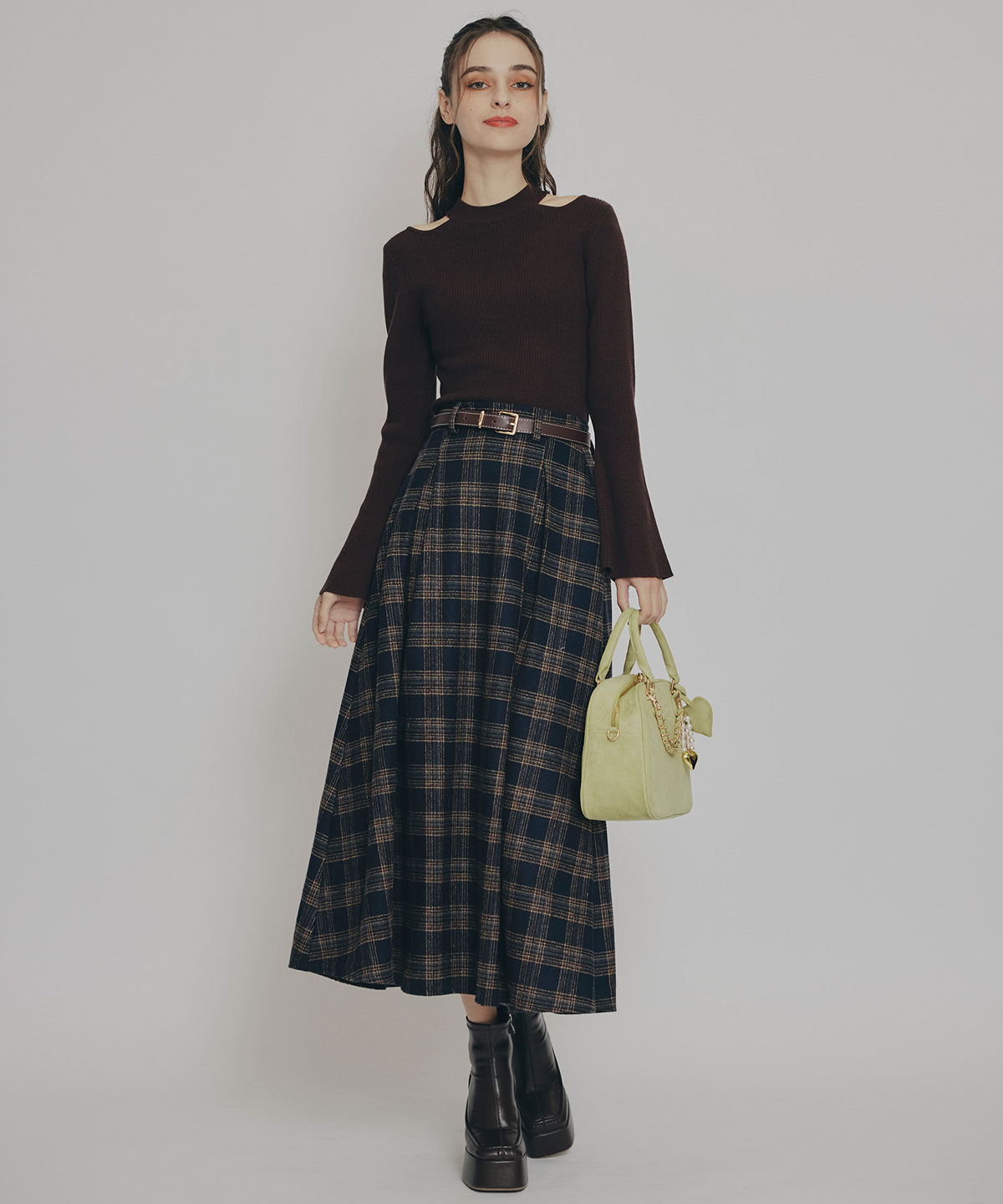 REDYAZEL「カットアウトリブニットトップス」|ニット・セーター|