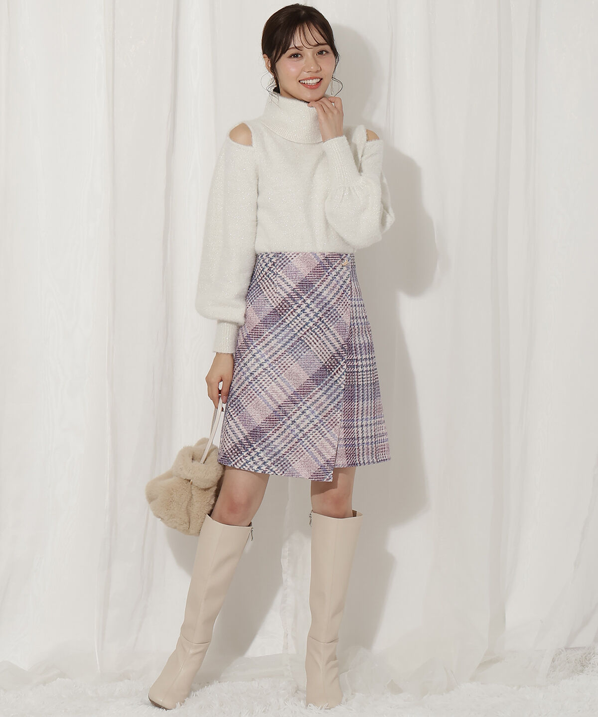 WILLSELECTION「ラメツイードミニスカート」|台形|