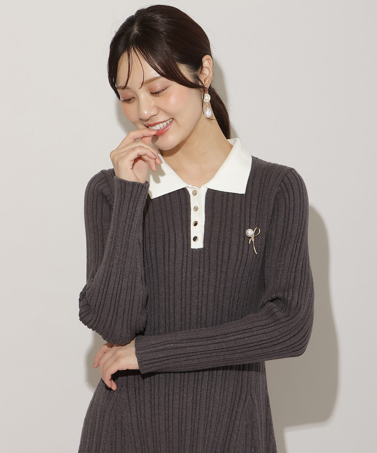 WILLSELECTION「ポロカラーフレアニットワンピース」|ワンピース|