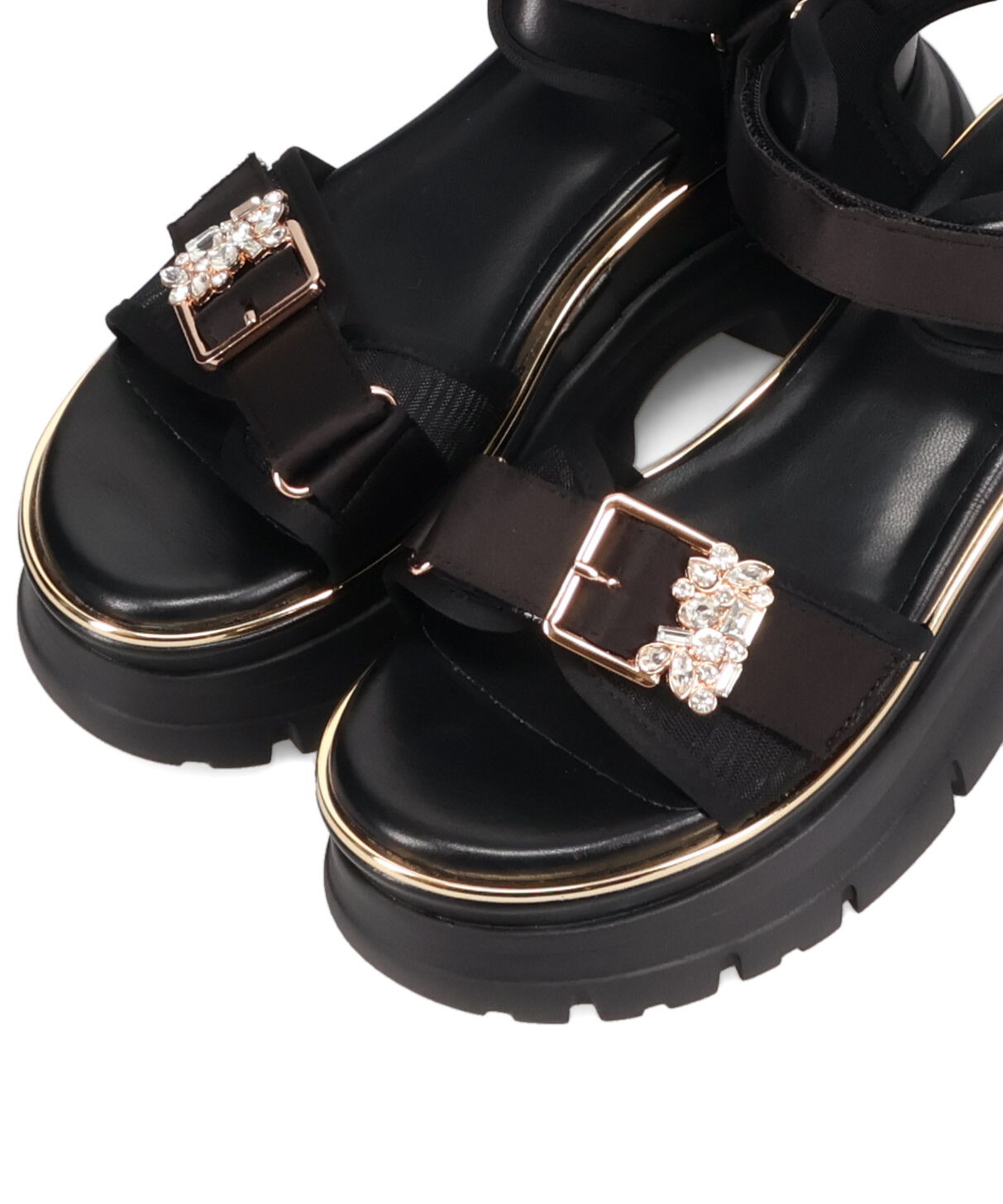 ORiental TRaffic「●2026春夏新作●ビジュー バックル 厚底 スポサン /61206」|サンダル|