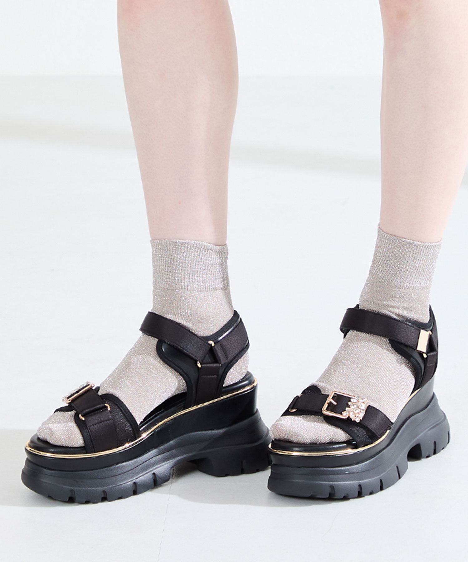 ORiental TRaffic「●2026春夏新作●ビジュー バックル 厚底 スポサン /61206」|サンダル|