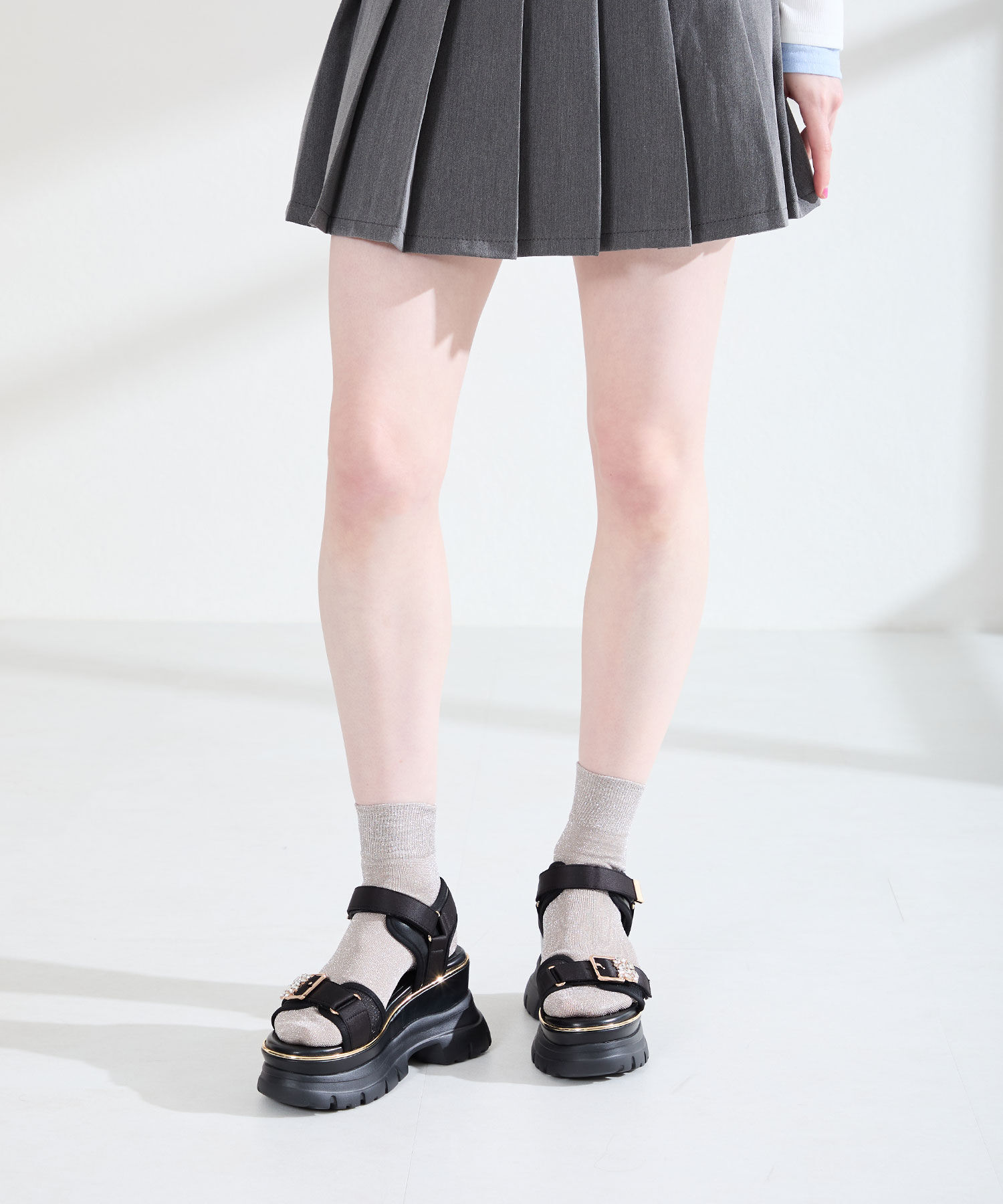 ORiental TRaffic「●2026春夏新作●ビジュー バックル 厚底 スポサン /61206」|サンダル|