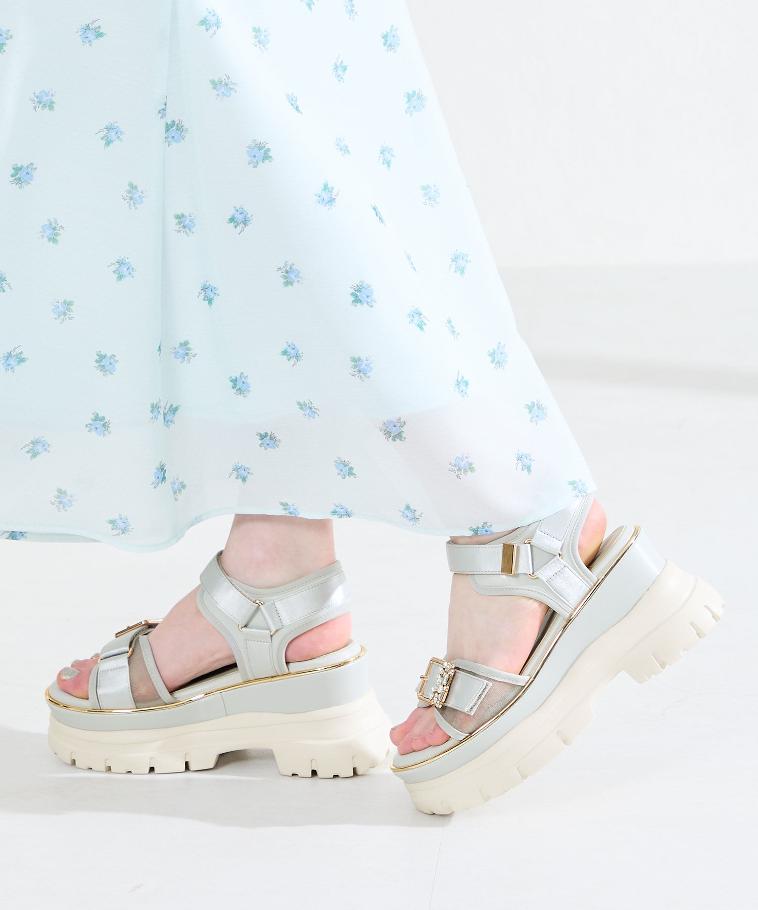 ORiental TRaffic「●2026春夏新作●ビジュー バックル 厚底 スポサン /61206」|サンダル|