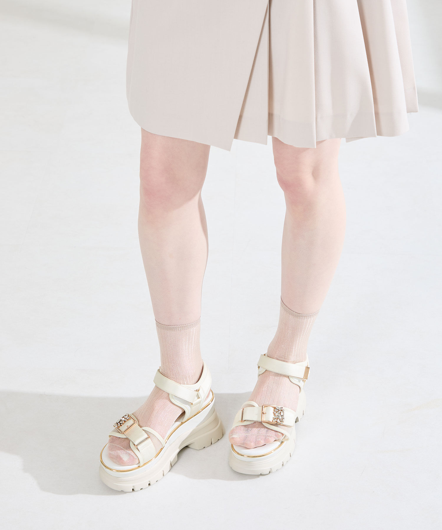 ORiental TRaffic「●2026春夏新作●ビジュー バックル 厚底 スポサン /61206」|サンダル|