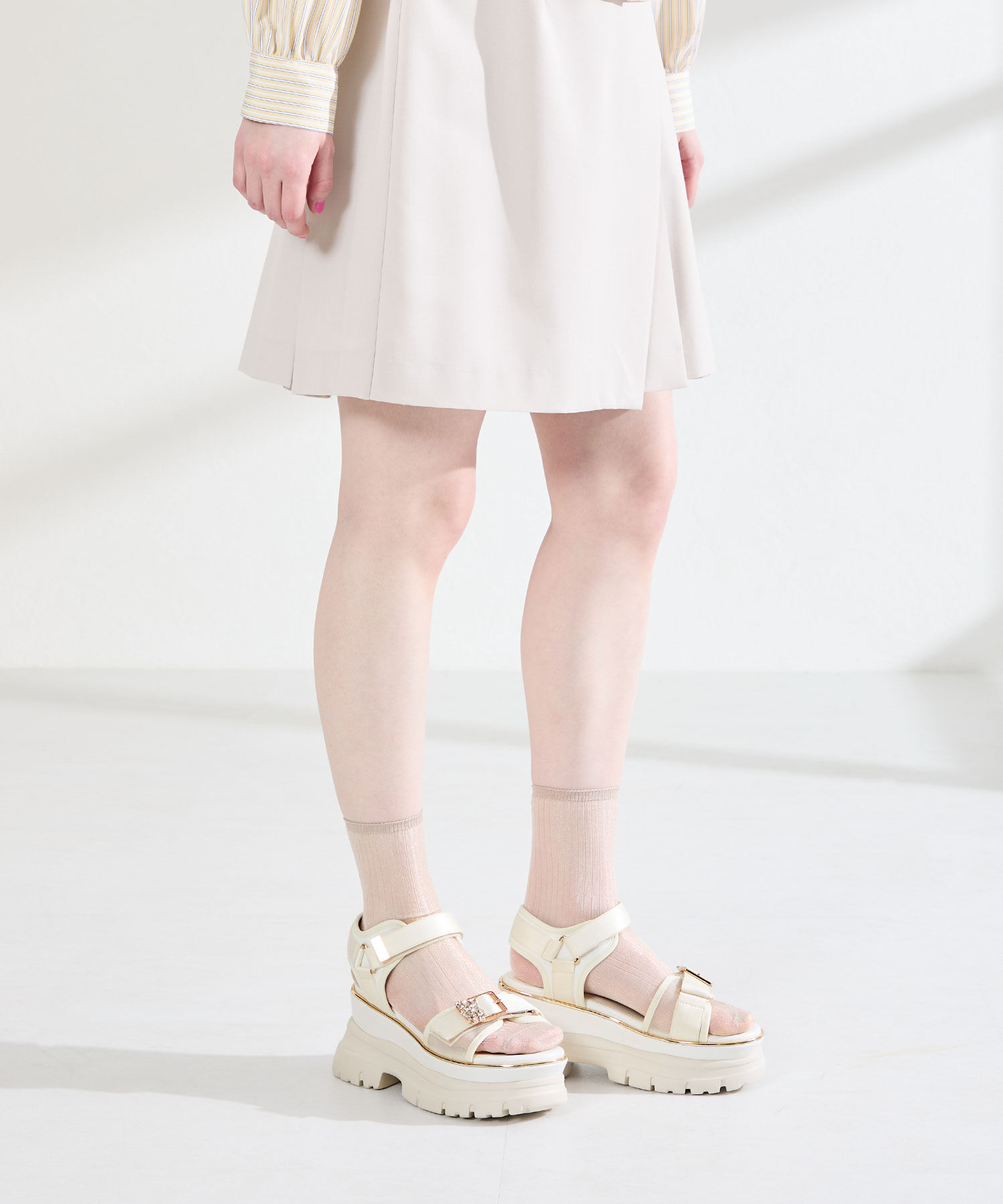 ORiental TRaffic「●2026春夏新作●ビジュー バックル 厚底 スポサン /61206」|サンダル|