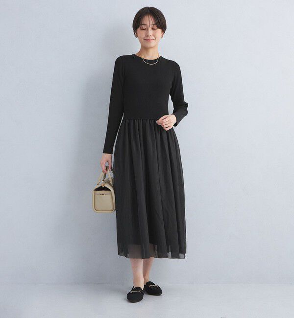 UNITED ARROWS green label relaxing「チュール ドッキング ワンピース -ウォッシャブル-」|ワンピース|BLACK