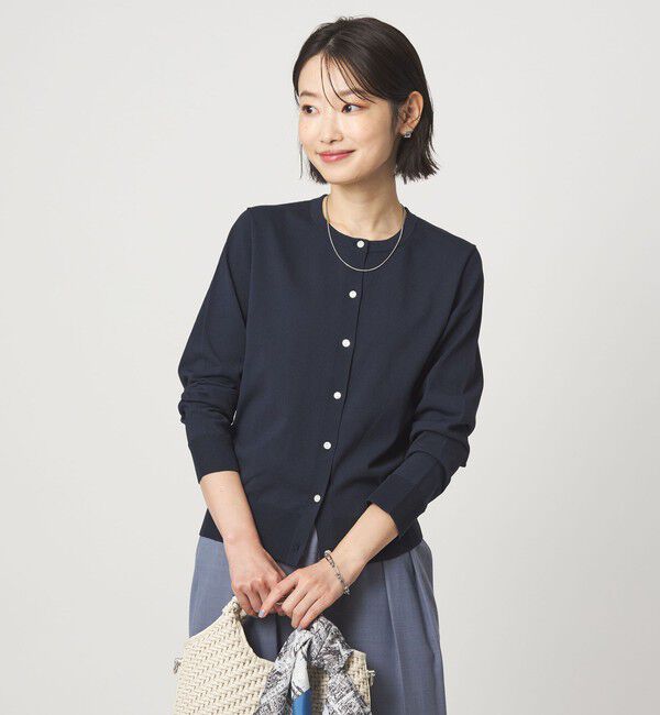 UNITED ARROWS green label relaxing「HIYOKE クルーネック ニット カーディガン マシンウォッシャブル 接触冷感 UVカット 遮熱」|カーディガン|NAVY