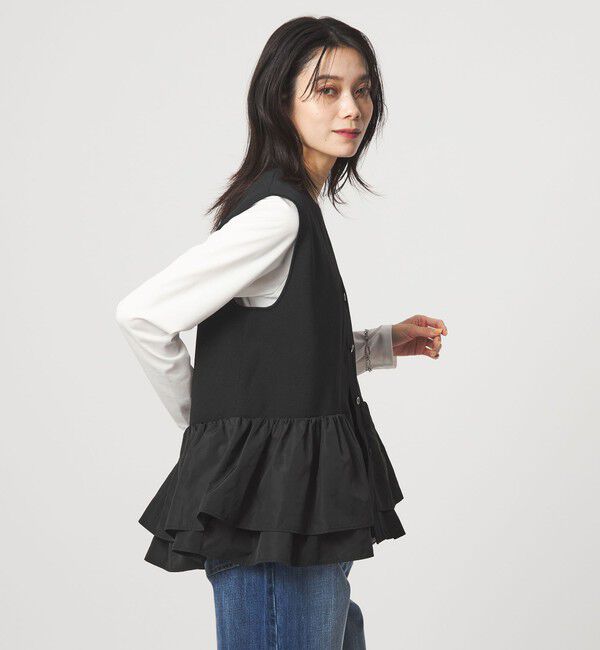 UNITED ARROWS green label relaxing「フリル ドッキング ペプラム ニット ジレ ウォッシャブル」|ベスト・ジレ|