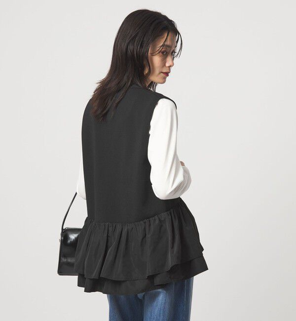 UNITED ARROWS green label relaxing「フリル ドッキング ペプラム ニット ジレ ウォッシャブル」|ベスト・ジレ|