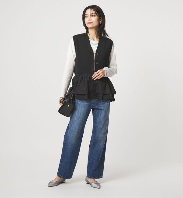 UNITED ARROWS green label relaxing「フリル ドッキング ペプラム ニット ジレ ウォッシャブル」|ベスト・ジレ|