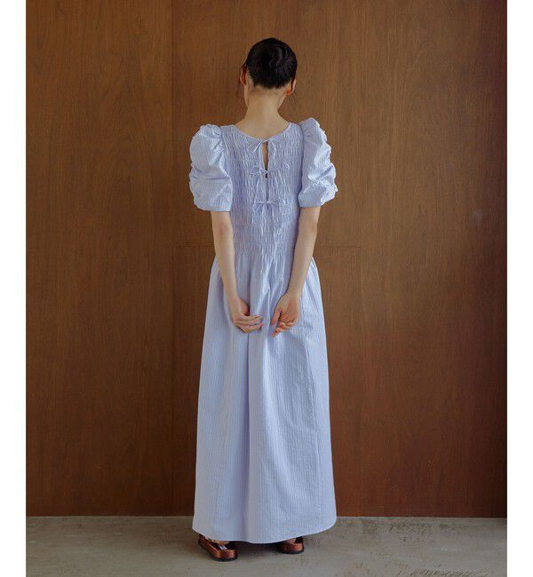 EMMEL REFINES「＜EMMEL REFINES＞EM ストライプ シャーリング フレア ワンピース」|ワンピース|