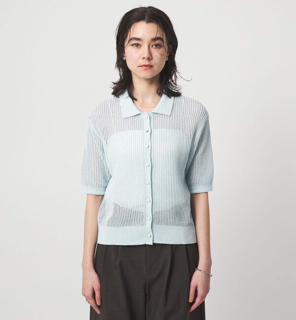 UNITED ARROWS green label relaxing「メッシュ ポロカーディガン ニット ウォッシャブル」|カーディガン|