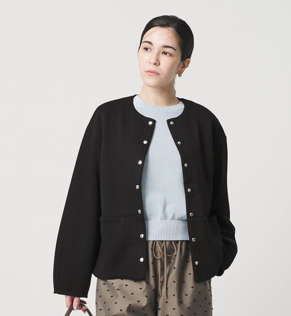 BEAUTY&YOUTH UNITED ARROWS「【WEB限定】エアリーポンチ スナップボタンカーディガン」|カーディガン|BLACK