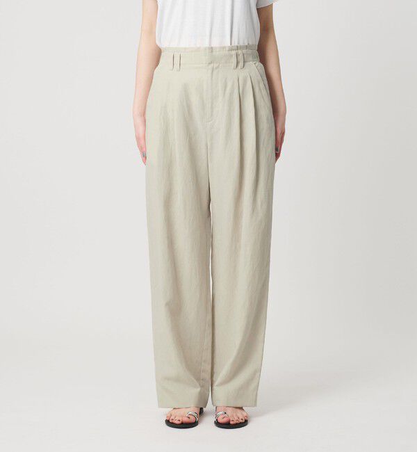 BEAUTY&YOUTH UNITED ARROWS「麻ブレンド バックゴム タック ワイドパンツ」|チノ|