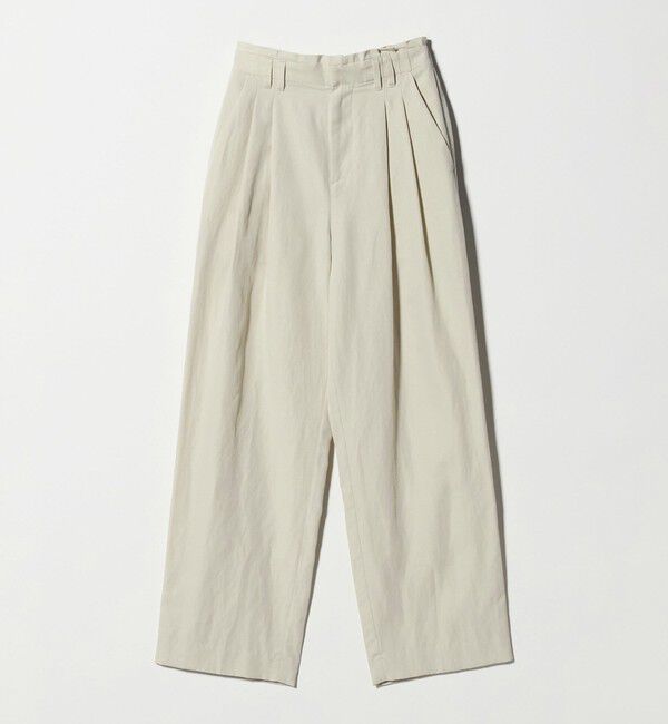 BEAUTY&YOUTH UNITED ARROWS「麻ブレンド バックゴム タック ワイドパンツ」|チノ|