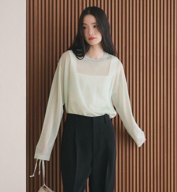 BEAUTY&YOUTH UNITED ARROWS「レーヨンナイロン ライン シアーニット プルオーバー ウォッシャブル」|ニット・セーター|LIME