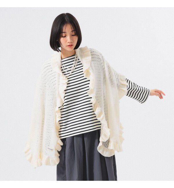 BEAMSBOY「透かし編み フリル ストール」|マフラー|OFF_WHT