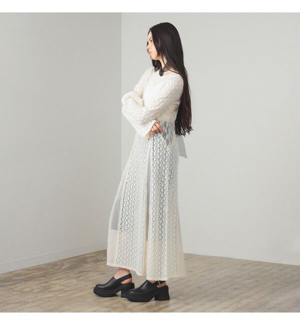 Ray BEAMS 「レース キリカエ メッシュ ワンピース」|ワンピース|