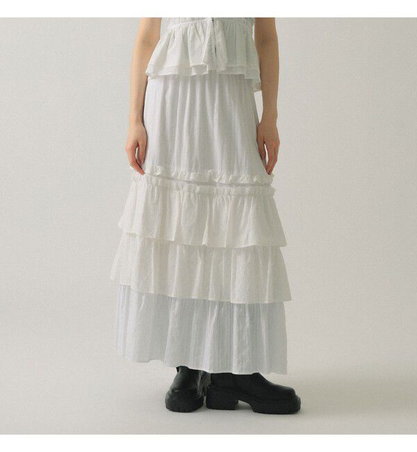 Ray BEAMS 「カットソーレース ティアード スカート」|スカート|