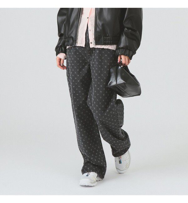 Ray BEAMS 「ジャカード デニム ストレート パンツ」|デニム|