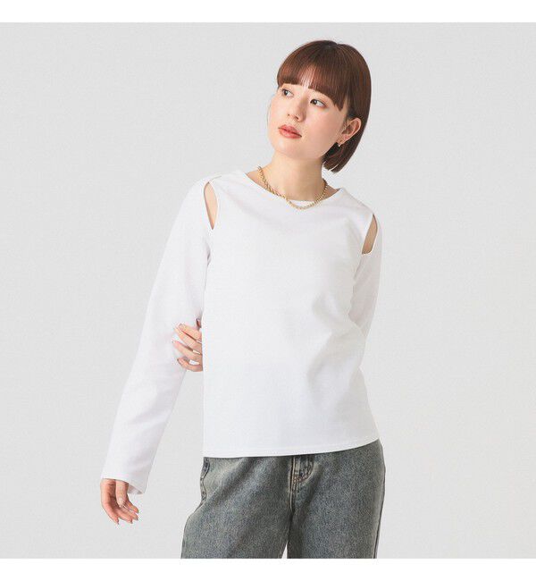 Ray BEAMS 「ショルダー オープン ロングスリーブ Tシャツ」|Tシャツ・カットソー|OFF_WHITE