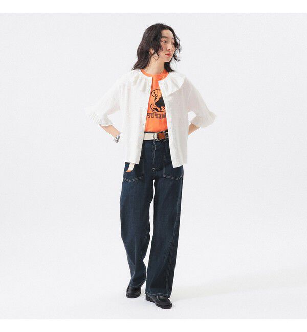 BEAMSBOY「ジャカード フリルギャザー ショートスリーブ」|Tシャツ・カットソー|