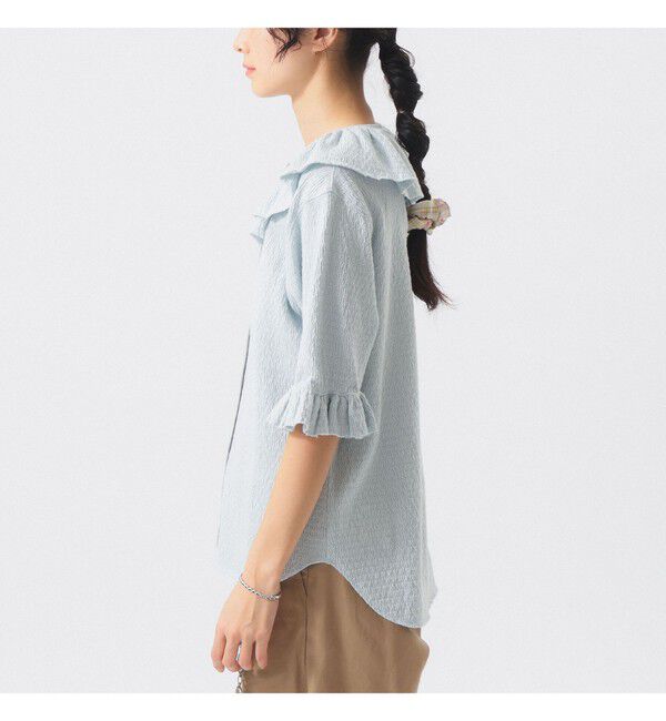 BEAMSBOY「ジャカード フリルギャザー ショートスリーブ」|Tシャツ・カットソー|