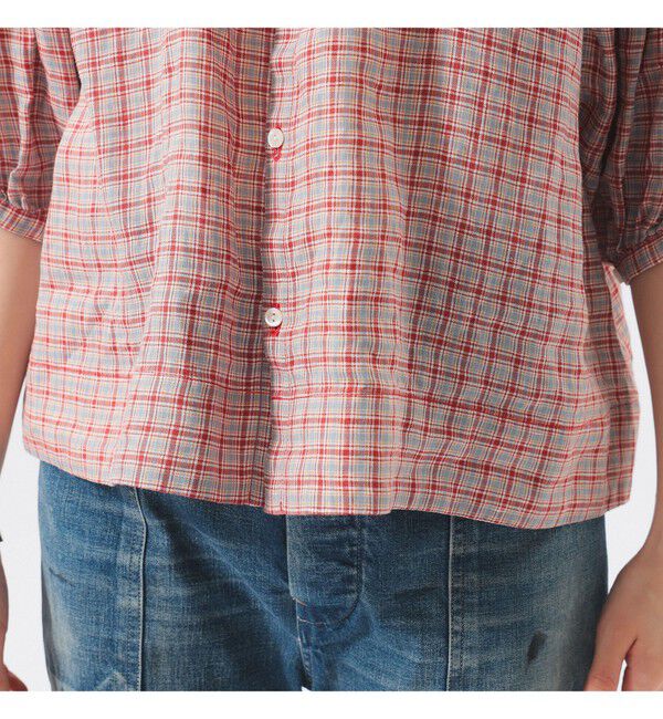 BEAMSBOY「リネン チェック スモック シャツ」|シャツ・ブラウス|