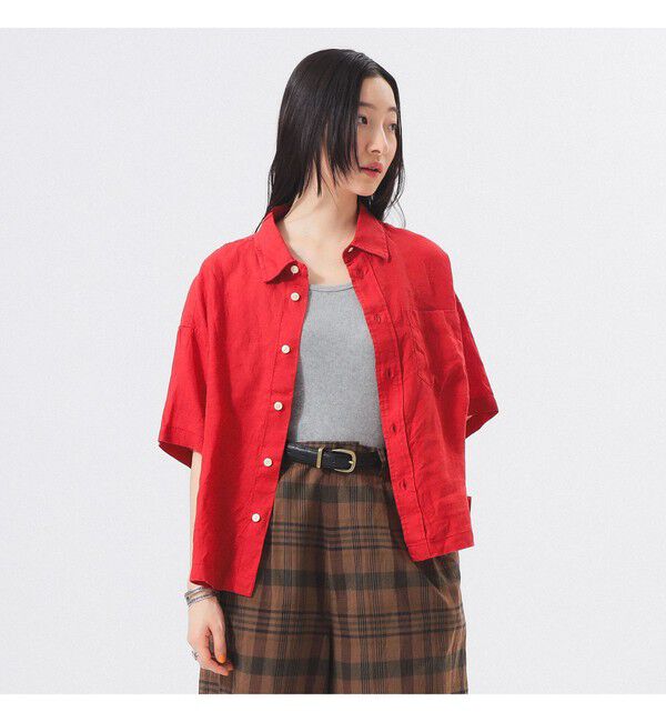 BEAMSBOY「リネン ソリッド ショートスリーブ」|シャツ・ブラウス|RED