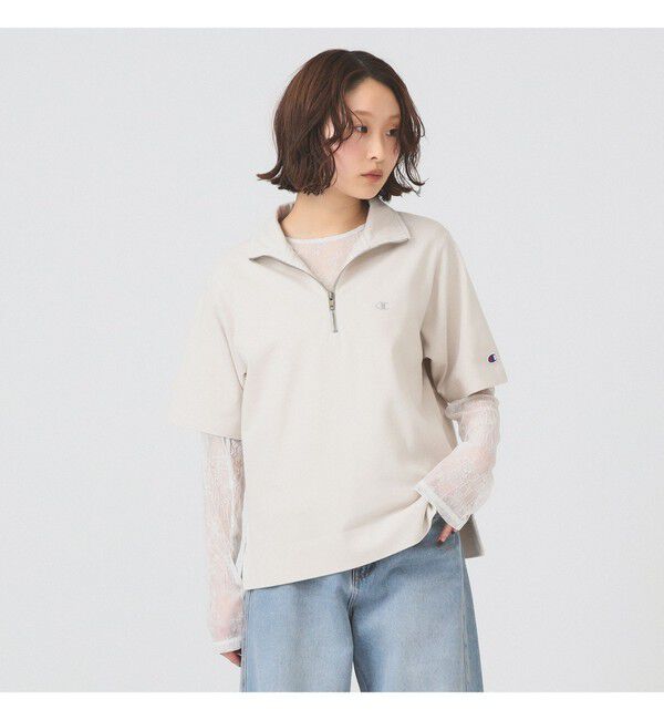 Ray BEAMS 「【別注】Champion / ハーフ ジップ Tシャツ」|Tシャツ・カットソー|LIGHT.GREY