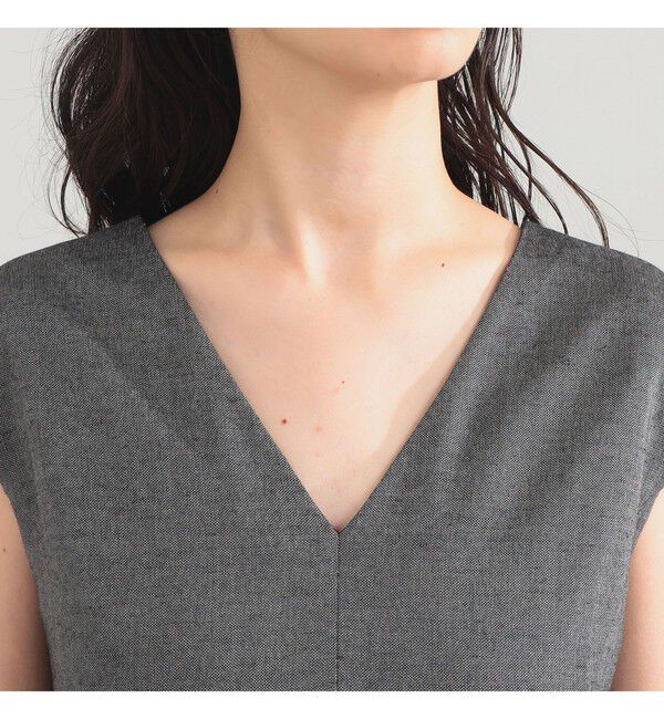 Demi-Luxe BEAMS 「AK+1 / Vネック フレア ノースリーブ ワンピ―ス」|ワンピース|