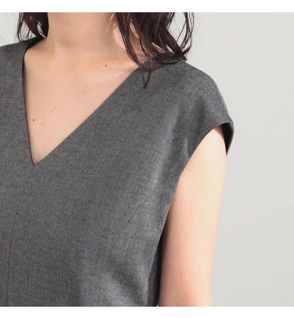 Demi-Luxe BEAMS 「AK+1 / Vネック フレア ノースリーブ ワンピ―ス」|ワンピース|