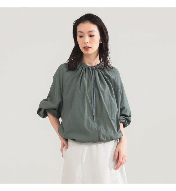 Demi-Luxe BEAMS 「AK+1 / エアリー ナイロン ブルゾン」|ブルゾン・スタジャン|MOSS_GREEN