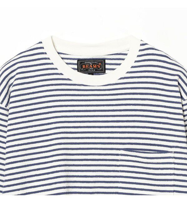 BEAMS PLUS「インレイ ストライプ ポケット Tシャツ」|Tシャツ・カットソー|
