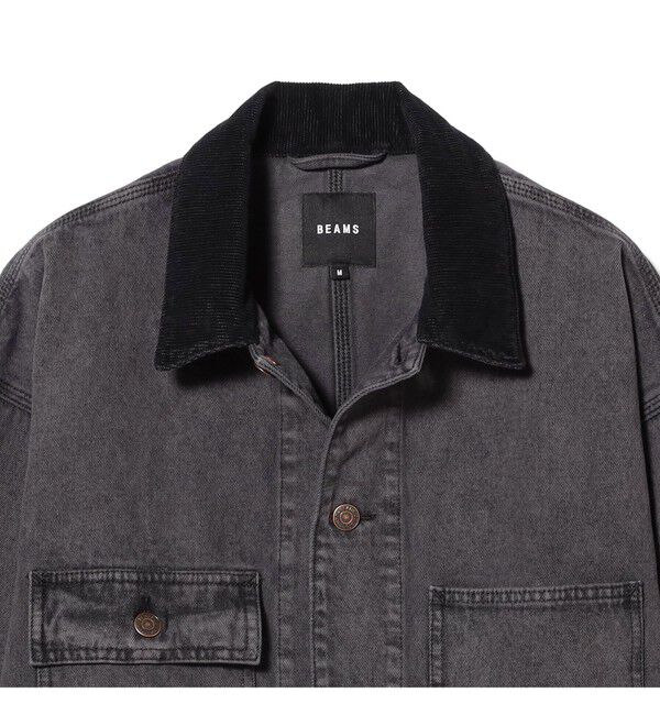 BEAMS「フェード デニム ルーズ カバーオールジャケット」|ブルゾン・スタジャン|