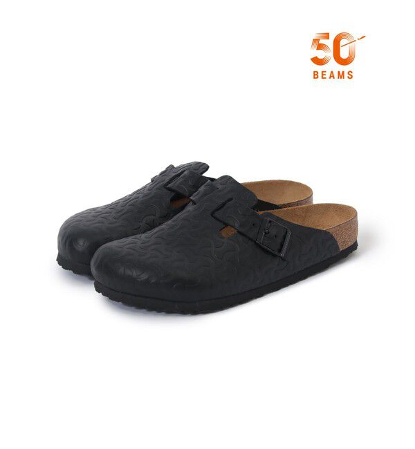 BEAMS「【別注】BIRKENSTOCK / BOSTON &ldquo;BONE PATTERN&rdquo; Smooth BLACK」|サンダル|Black