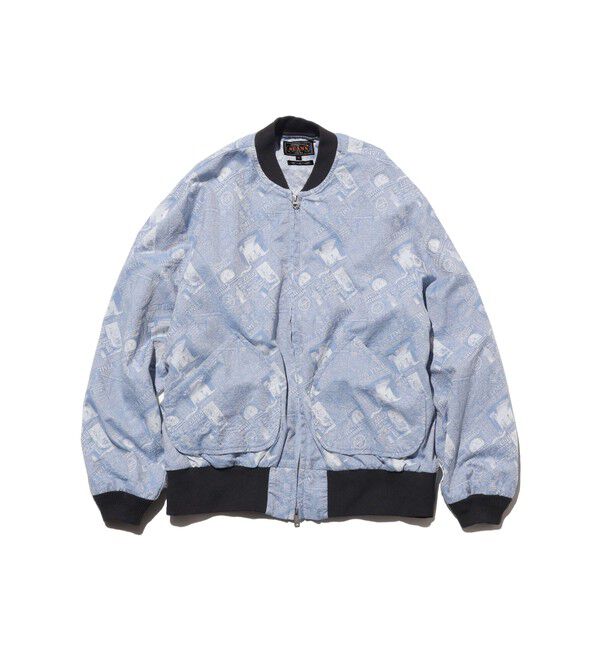 BEAMS PLUS「Sports Blouson Newspaper Jacquard」|ブルゾン・スタジャン|BLUE
