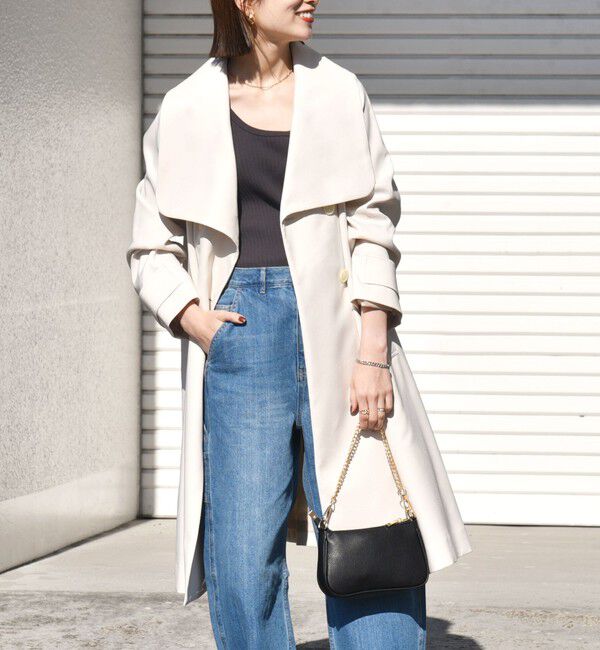 SHIPS any「SHIPS any: ドライツイル ショールカラー Aライン コート［NAVY BLUE］」|その他|ナチュラル