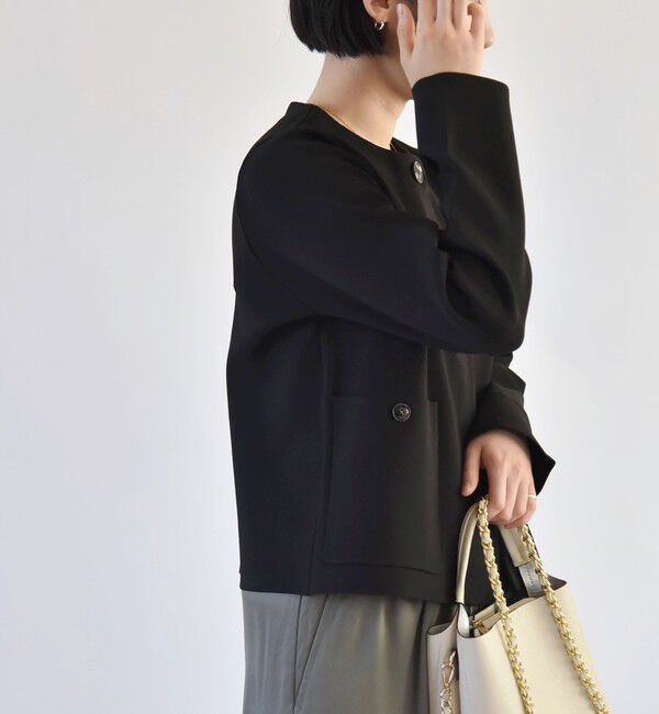 quaranciel「quaranciel:〈手洗い可能〉ノーカラー クラシカル ジャケット カーディガン」|カーディガン|