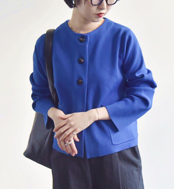 quaranciel「quaranciel:〈手洗い可能〉ノーカラー クラシカル ジャケット カーディガン」|カーディガン|