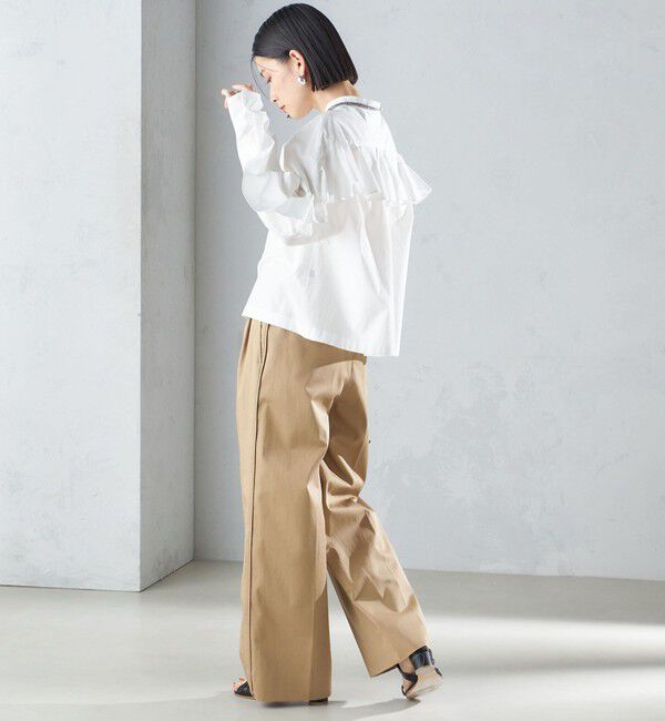 SHIPS for women「〈手洗い可能〉近江晒 タイプライター ラッフル ブラウス 24SS ◇」|シャツ・ブラウス|