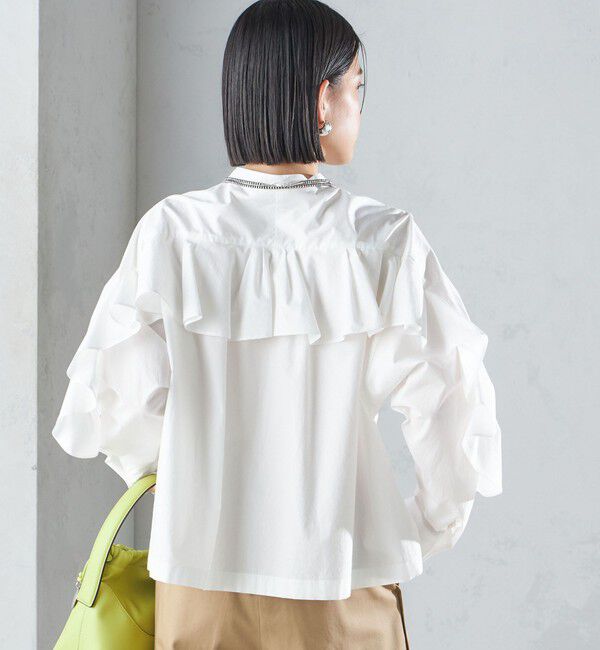 SHIPS for women「〈手洗い可能〉近江晒 タイプライター ラッフル ブラウス 24SS ◇」|シャツ・ブラウス|