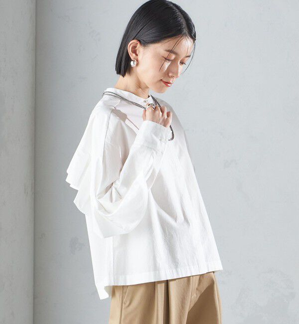 SHIPS for women「〈手洗い可能〉近江晒 タイプライター ラッフル ブラウス 24SS ◇」|シャツ・ブラウス|