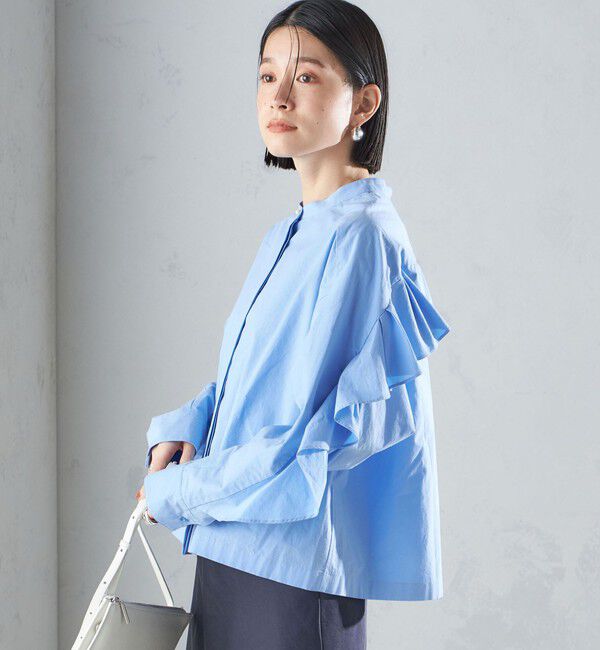 SHIPS for women「〈手洗い可能〉近江晒 タイプライター ラッフル ブラウス 24SS ◇」|シャツ・ブラウス|