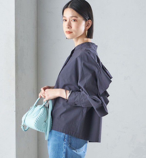 SHIPS for women「〈手洗い可能〉近江晒 タイプライター ラッフル ブラウス 24SS ◇」|シャツ・ブラウス|