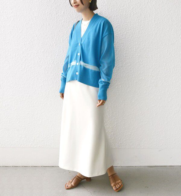 SHIPS for women「〈手洗い可能〉シアー ライン Vネック カーディガン」|カーディガン|