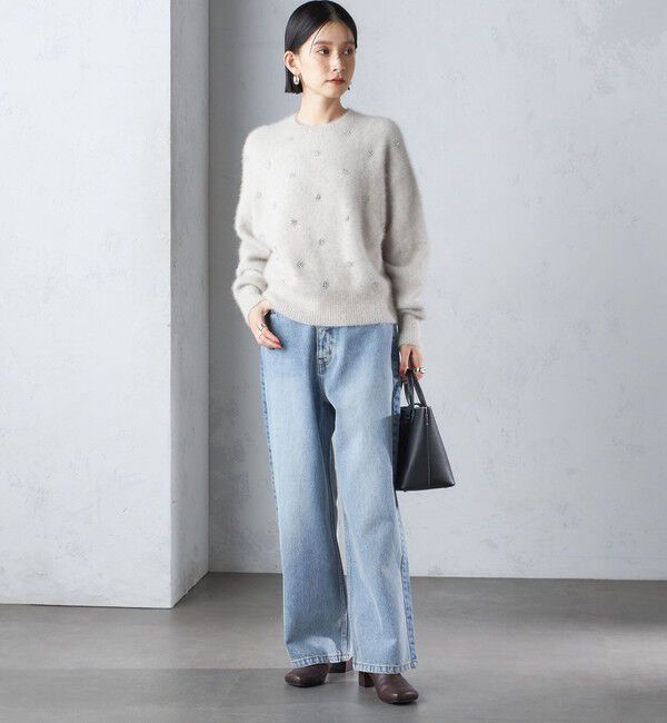 SHIPS for women「〈手洗い可能〉ビジュー FOX クルーネック プルオーバー」|ニット・セーター|