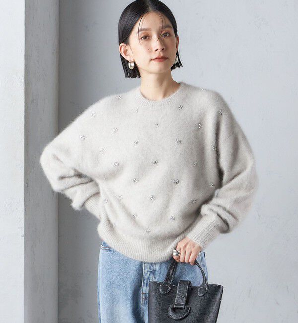 SHIPS for women「〈手洗い可能〉ビジュー FOX クルーネック プルオーバー」|ニット・セーター|