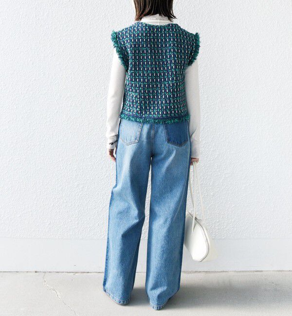 SHIPS for women「〈手洗い可能〉メタルボタンツイードニットベスト」|ベスト・ジレ|