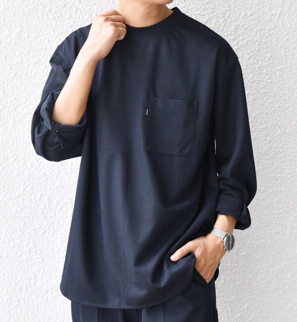 SHIPS any「SHIPS any: 360&deg; THE CIRCLE STRETCH ジャガード ジャージー ポケット Tシャツ(ロンT/セットアップ対応)◇」|Tシャツ・カットソー|